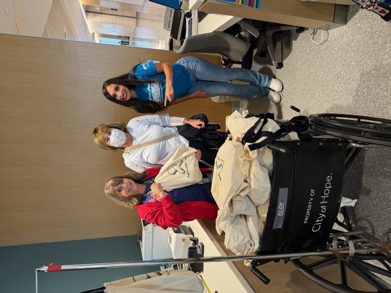 Care basket delivery at City of Hope with hospital staff